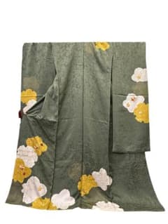 正絹 振袖 絞り 刺繍 金駒 大花 紋意匠 未仕立て品 仮絵羽 - メルカリ