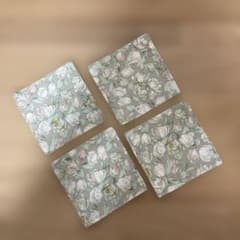 ハンドメイド　⑩チューリップ　緑　花柄コースター4枚セット♡のサムネイル