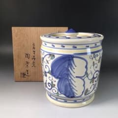 Ｒ８３０　水指　『高台寺窯　森里陶楽造』『紅毛写』『一重口水指』　共箱　茶道具 R830 水指 『高台寺窯 森里陶楽造』『紅毛写』『一重口水指