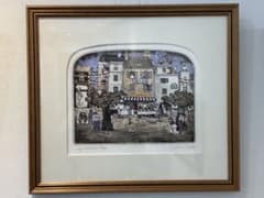 お値下げいたします　グラハム・クラーク　銅版画　“カフェ　コチョニーク\