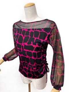 【Lサイズ】新品　JOAN社交ダンス　幾何学プリントカットソー黒ピンクｊ1051 Lサイズ】新品 JOAN社交ダンス 幾何学プリントカットソー黒ピンク