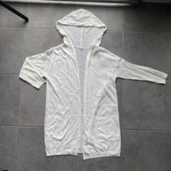 ホワイトフード付きロングカーディガン