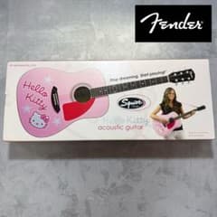 中古　色あせ　ハローキティ エレキギター ピンク　Fender SQUIER 希少】Fender Squier ハローキティ アコースティックギター ピンク