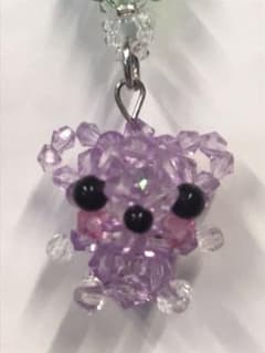 ハンドメイド ☆パープルクマちゃん☆ビーズストラップのサムネイル