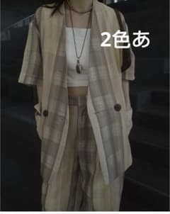 CHECK EMBROIDERY NO COLLAR JACKET - メルカリ