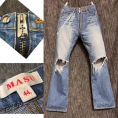 定価46200円 MASU 23SS ダメージ加工フレアデニム ブリーチペイント 