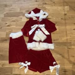 ベロア素材 サンタコスプレ衣装 猫耳　レッグカバーのサムネイル