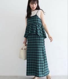 チェック柄 キャミワンピース ロング丈のサムネイル