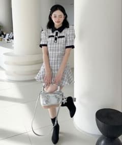 チェック柄 半袖ミニワンピースのサムネイル