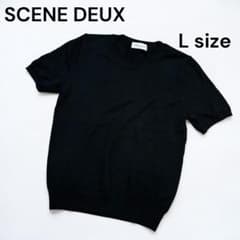 scenedeux ニット 半袖 【L】 ブラック ウール100% シンプル