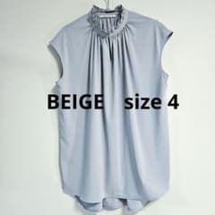 BEIGE】フリル ネック ノースリーブ カットソー ブラウス M - メルカリ