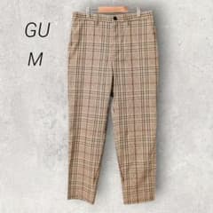 GU Easy Ankle Pants [M] Check Pattern Brown Casual