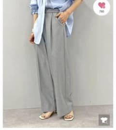 センタープレスハイウエストワイドパンツ　グレー38のサムネイル