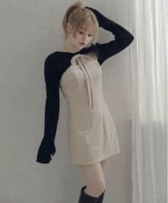 ANDMARY Anita ribbon mini dress Beigeのサムネイル