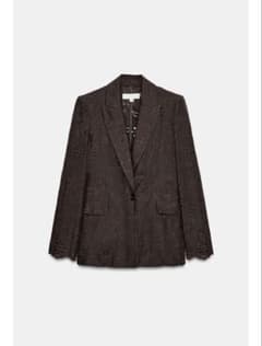 ZARA ロールアップスリーブプリントカフスブレザー ピンク | Shop at 