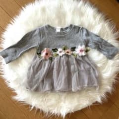 花刺繍 チュール ワンピース グレーのサムネイル