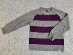 stussy ボーダーセーター（灰色＆紫） Lサイズのサムネイル