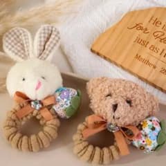 ウサギとクマのヘアゴムセット　キッズのサムネイル