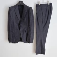 【極美品/最高級】ボッテガヴェネタ　スーツ　カシミヤ混　44 チャコールグレー 極美品/最高級】ボッテガヴェネタ スーツ カシミヤ混 44