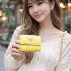 ☆最終価格☆CHANEL レモンイエロー 三つ折り財布 - メルカリ