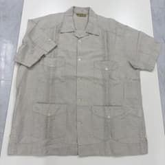 Schott ショット キューバシャツ リネン 半袖シャツ グレージュ XL 麻