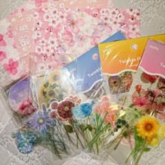 デザインペーパー コラージュ 素材 おすそ分け フラワー 花柄 フレークシール