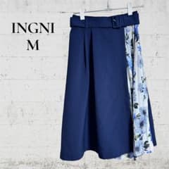 【INGNI イング】【M】膝丈スカート　花柄　2カラー　切り替え　ウエストゴム