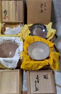 抹茶茶碗４個組【極上品】　萩焼、粉引き　栗田焼　　お茶道具 抹茶茶碗4個組【極上品】 萩焼、粉引き 栗田焼 お茶道具 - メルカリ