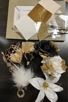 和装髪飾り ゴールド ブラックのサムネイル