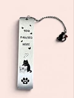 猫のしおり ブックマーク メタル製 猫と本 おしゃれ 読書のサムネイル