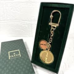 箱付き】グッチ インターロッキングG ダブルキーホルダー ゴールド