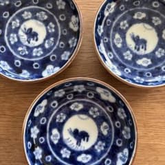 大明萬暦年製 古伊万里染付 骨董 うさぎ 皿 3客 - メルカリ