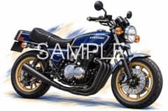 カワサキ KZ1000MKⅡ デフォルメ アート 絵 バイク A4 変更可のサムネイル