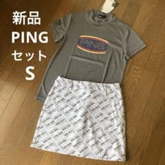 新品PING ピン バイアスロゴスカート モックネックシャツ S