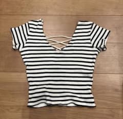 GYDA ストライプ柄 Vネック Tシャツ Fサイズのサムネイル