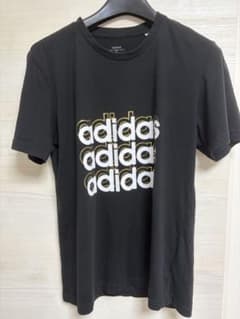 adidas Tシャツ 黒　白×ゴールドロゴ　サイズLのサムネイル
