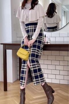 GRL/グレイル/チェック柄スリットニットタイトスカートのサムネイル