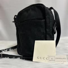 GUCCI グッチ ショルダーバッグ GG柄 総柄 キャンバス ポシェット 黒