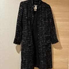 極美品】René ルネ ツイードロングコート ブラック 36 - メルカリ