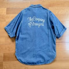 moussyデニムシャツ バック刺繍ロゴ 六分袖 綿100% 羽織り ゆったりのサムネイル