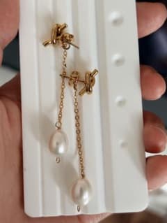 2WAY 淡水真珠 ドロップ ロングピアス SV925 K18GPのサムネイル