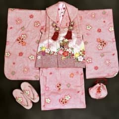 七五三 被布 着物セット ピンク 桜 御所車のサムネイル