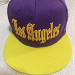 Los Angeles 刺繍 スナップバック キャップ パープル イエロー
