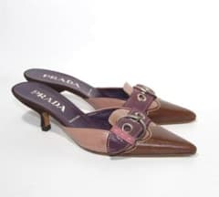 l*s様 PRADA ポインテッドトゥ ミュール サンダル バックル 36.5
