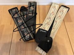 Takamine 花柄刺繍 ギターストラップ 白のみのサムネイル