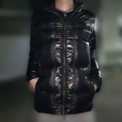 00s Y2K archive ピタ ダウンジャケット ダブルジップ 光沢 平成