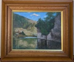 【真作】絵画　沢田正一　油彩6号　渓谷の静寂　自然の調和を描く写実作品　Y100 真作】絵画 沢田正一 油彩6号 渓谷の静寂 自然の調和を描く写実作品