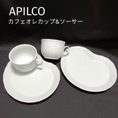 未使用】APILCO アピルコ カフェオレカップ&プレート ペア花柄 - メルカリ