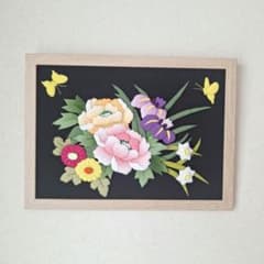花づくし 3 くるみ絵 押絵 額入り 壁掛けのサムネイル