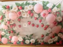 撮影用背景布 イチゴと花とバルーン柄のサムネイル